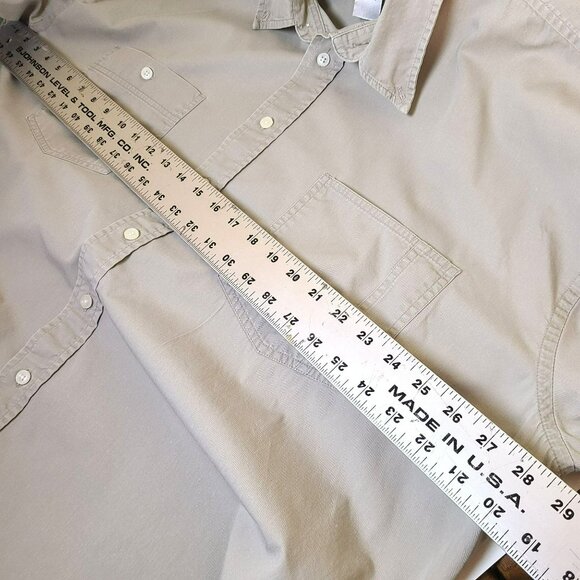 SRT Mens 2XL Long Sleeve Button Down Casual Shirt 100% Cotton Khaki Brown Beige - Picture 7 of 10